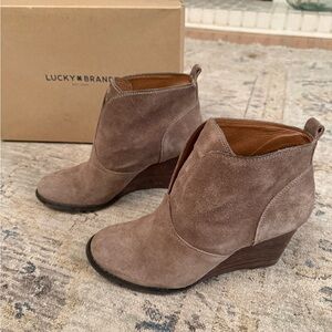 Lucky Brand Brindle Booties in Yasmin Suede